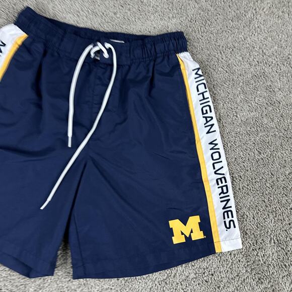 Michigan Wolverines Swim Trunks Mens Medium Navy NCAA College Mesh Liner G-III - Picture 2 of 12